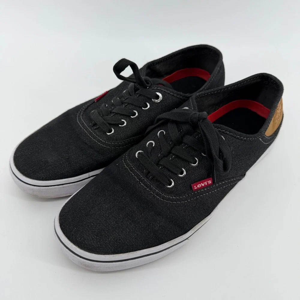 Levi's Low Top Sneaker Mens 9 Black Denim Canvas Lace Up Casual 51764240A